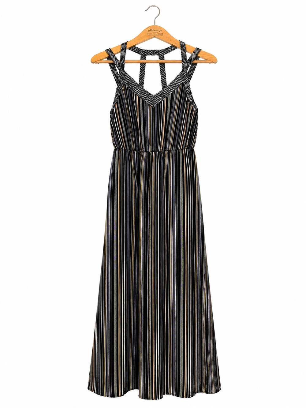 Xhilaration Striped V-Neck Maxi Multi-Color Size M Business Wedding Guest Y2K